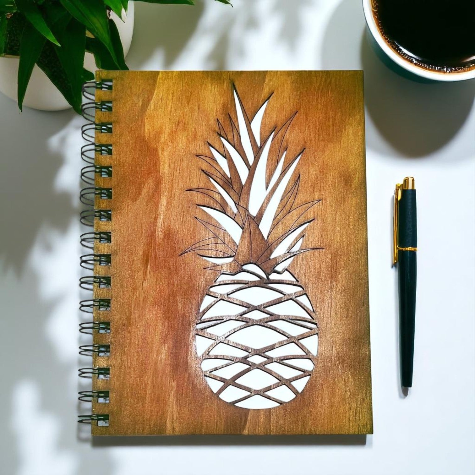 Pineapple Wooden Notebook | Personalised A5 Journal Handmade in ...