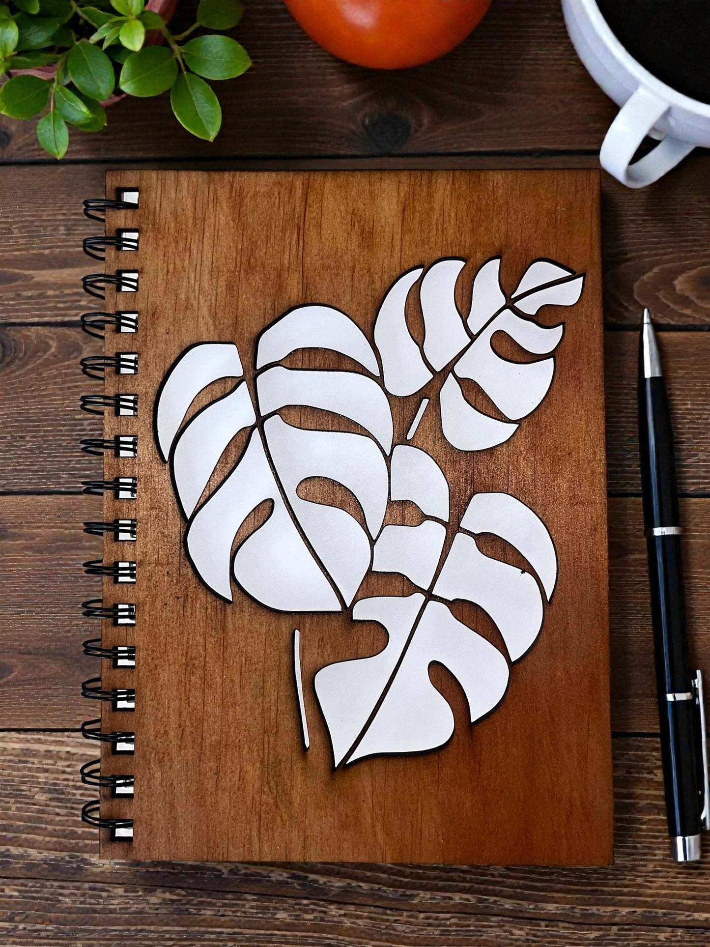 Monstera Leaves Cut Out Cover Notebook