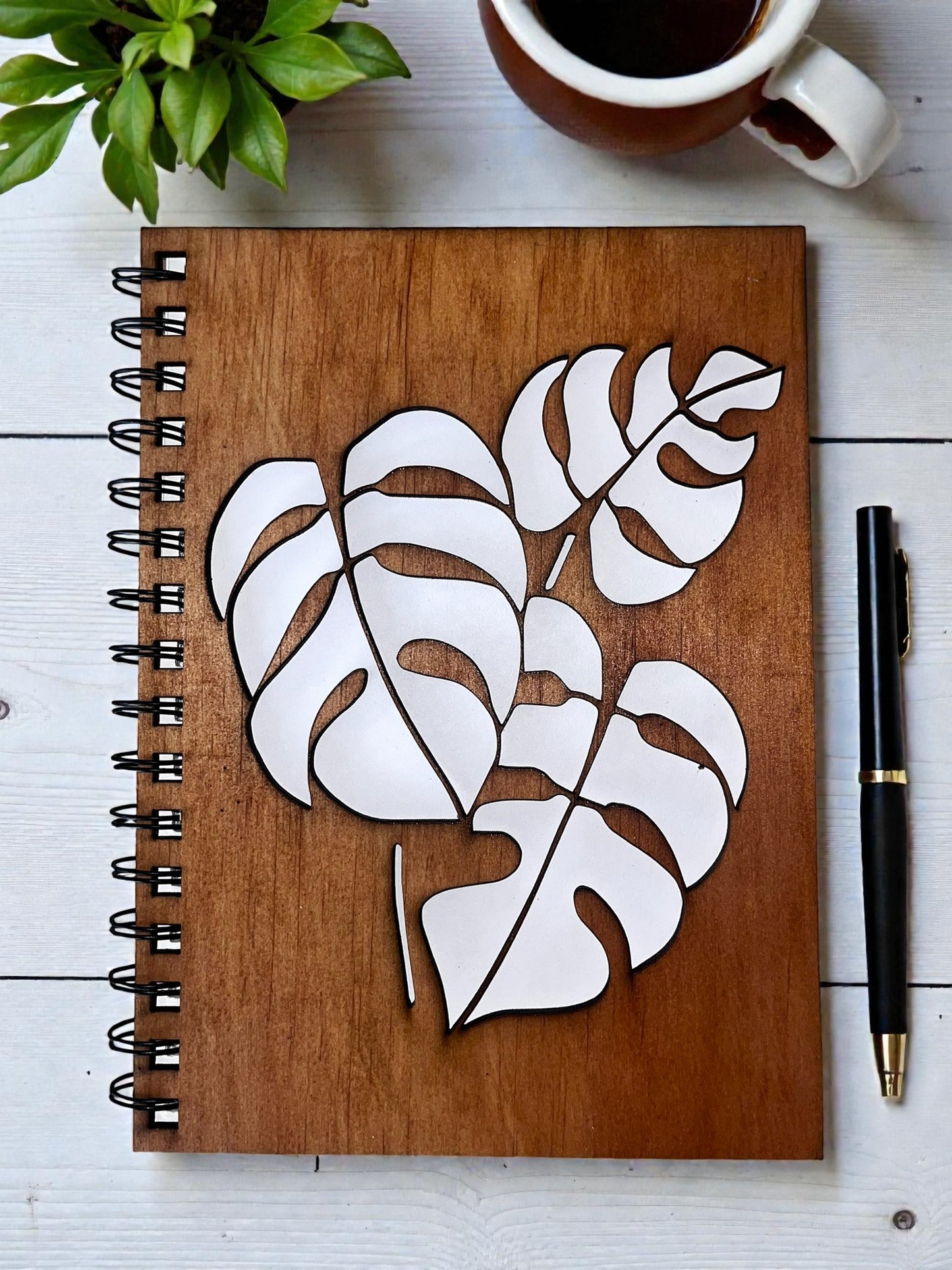 Monstera Leaves Cut Out Cover Notebook